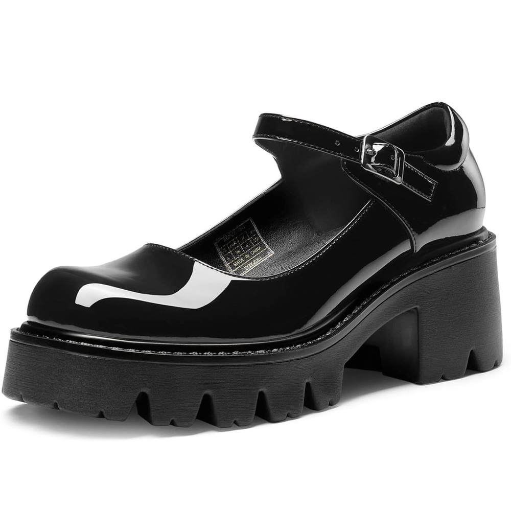 Black Chunky Mary Jane Shoes